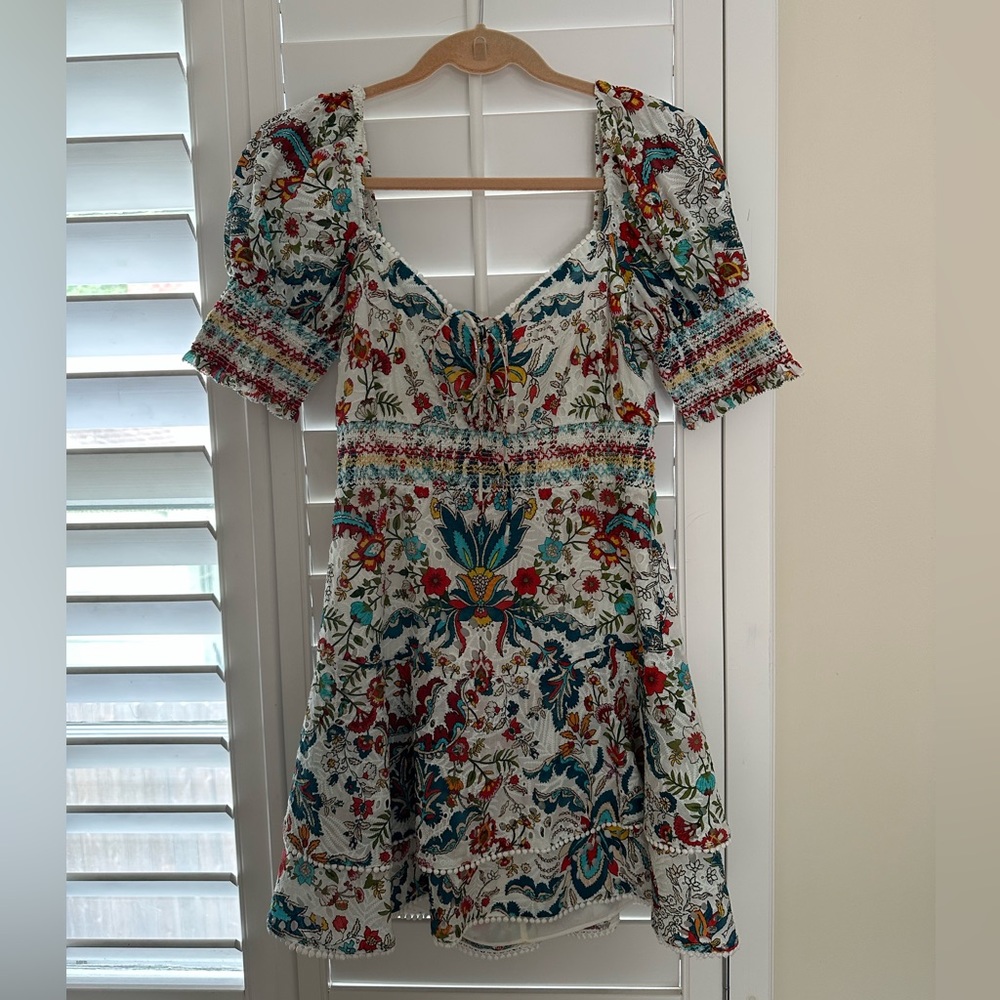 Alice + Olivia Crawford cuff sleeve cotton dress, Santa Monica White size 4